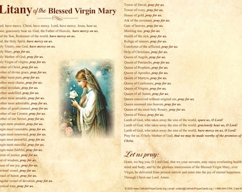 The Litany of The Blessed Virgin Mary Prayer Card 4x6 Inch Double Sided Set of 2