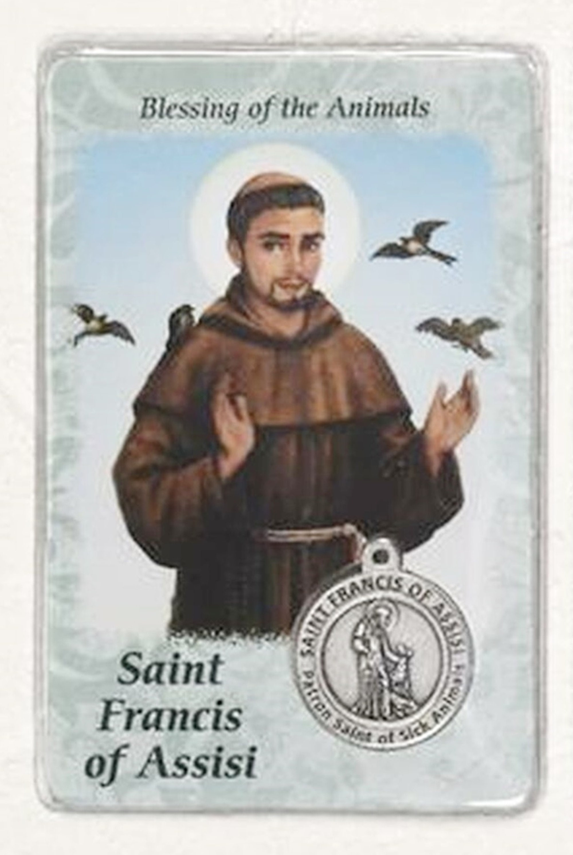 St Francis of Assisi Patron Saint of Animals Laminated Holy Card With ...