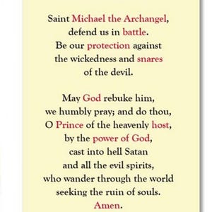 St Michael Holy Prayer Card Laminated Archangel Michael Catholic Faith ...