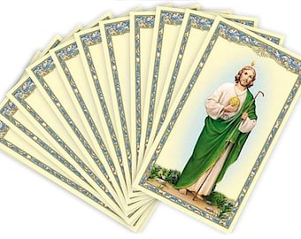 St Jude Holy Card Patron of Difficult Cases Prayer Card Stock Set of 10