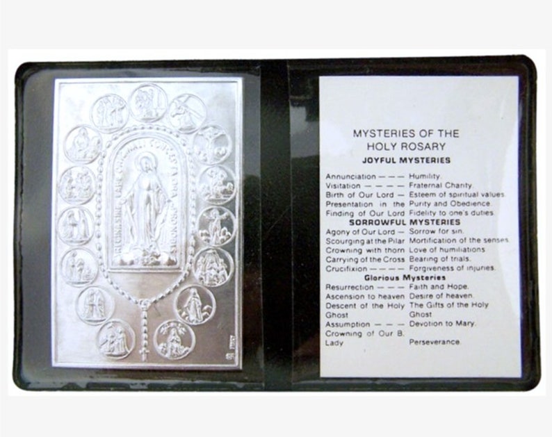 Catholic Mysteries of the Holy Rosary Metal Plaque With 15 Mysteries ...