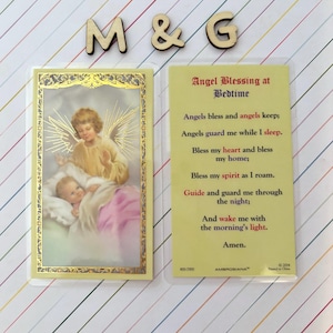 Guardian Angel Bedtime Blessing Holy Prayer Card Laminated Prayer for Kids Children