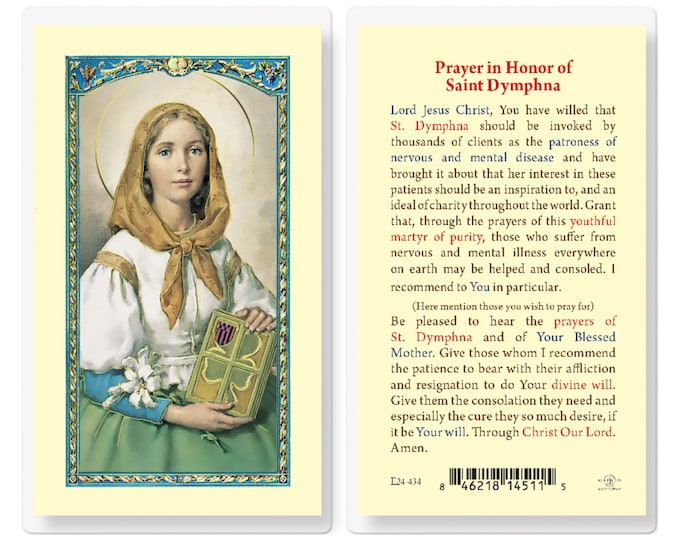 St Dymphna Patron of Mental Heath Prayer Card Laminated Saint ...