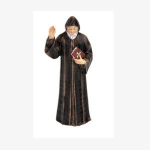 Saint Charbel Statue Hand Painted Cold Cast Resin Gold Leaf Accents 4 Inch High Figurine with Catholic Prayer Card