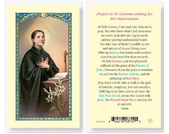 St Gemma Intercession Prayer Laminated Holy Prayer Card Catholic Faith