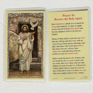 Prayer To Receive The Holy Spirit Prayer Card Laminated Christian Catholic Holy Card
