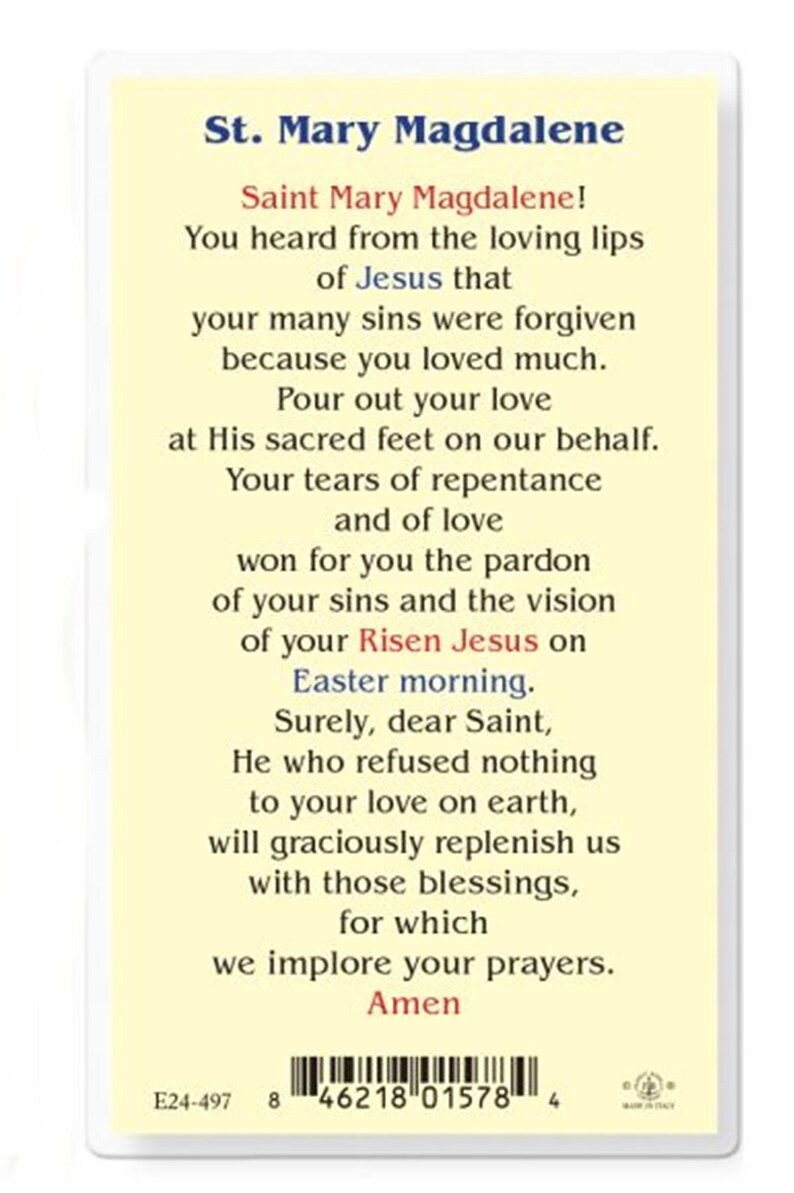 St Mary Magdalene Prayer Card Laminated, Catholic Gift, Religious Gifts ...