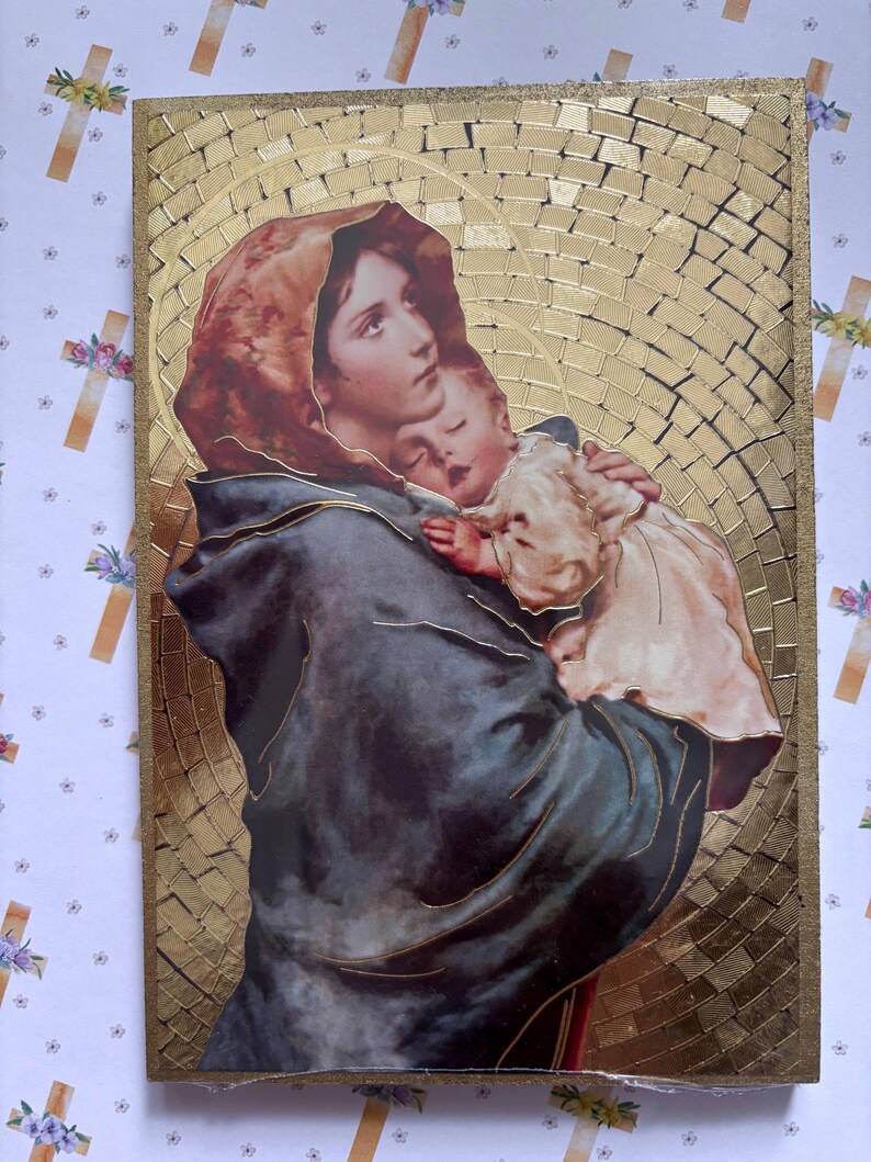 Madonna of the Streets Gold Foil Mosaic Plaque 4" X 6" With Full Color ...