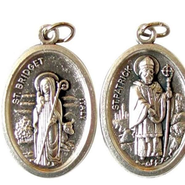 Irish Saints Medal St Patrick St Briget Double Sided Catholic Charm Jewelry Supply