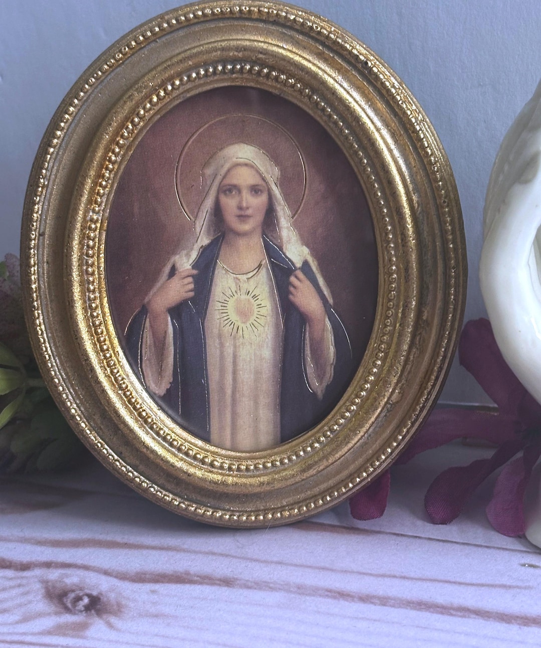 Immaculate Heart of Mary by Chambers Catholic Print With Gold Leaf Oval ...