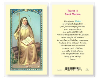 St Monica Catholic Holy Prayer Card Laminated Patron Saint of Mothers