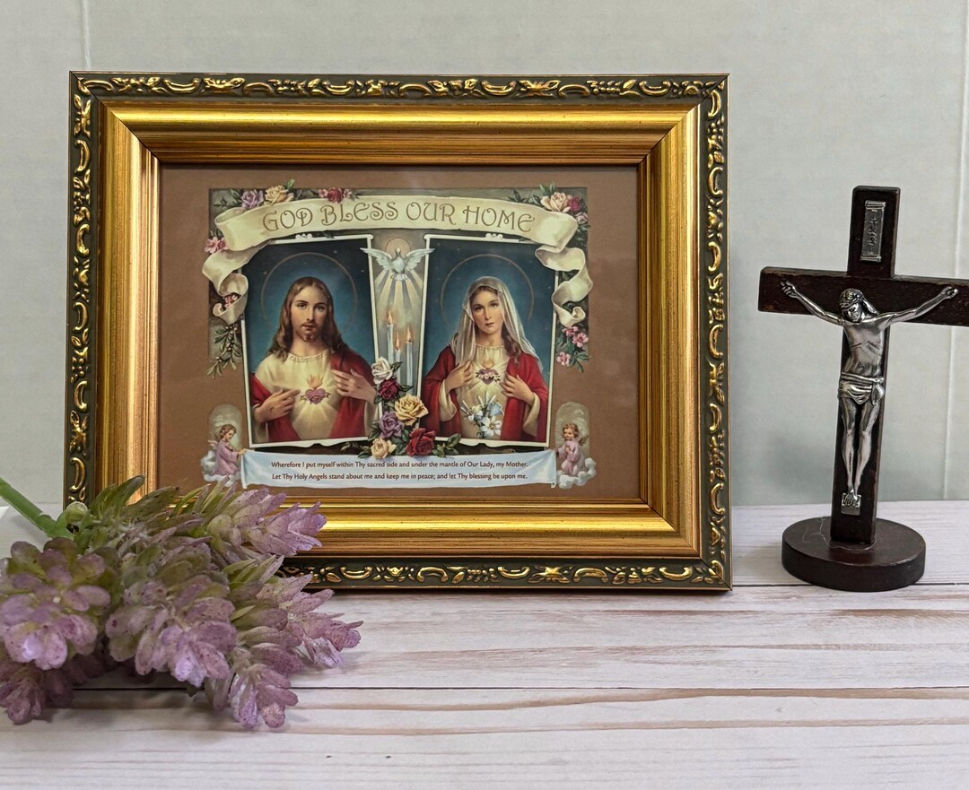 House Blessing Italian Print Gold-leaf Antique Framed Catholic Artwork ...