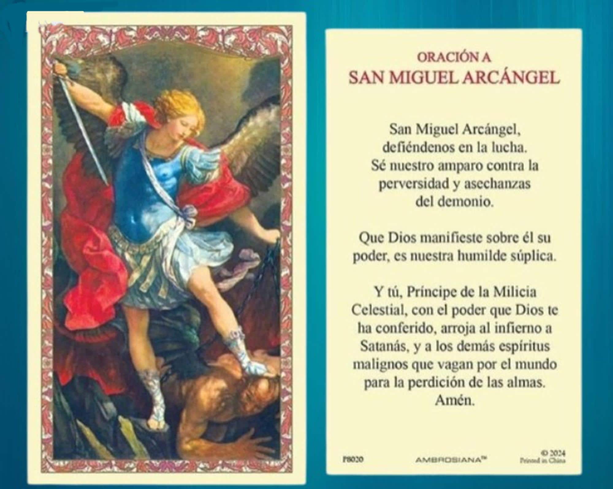 St Michael San Miguel Archangel Holy Prayer Card Laminated Spanish - Etsy