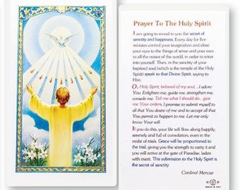 Prayer To The Holy Spirit Laminated Catholic Prayer Card
