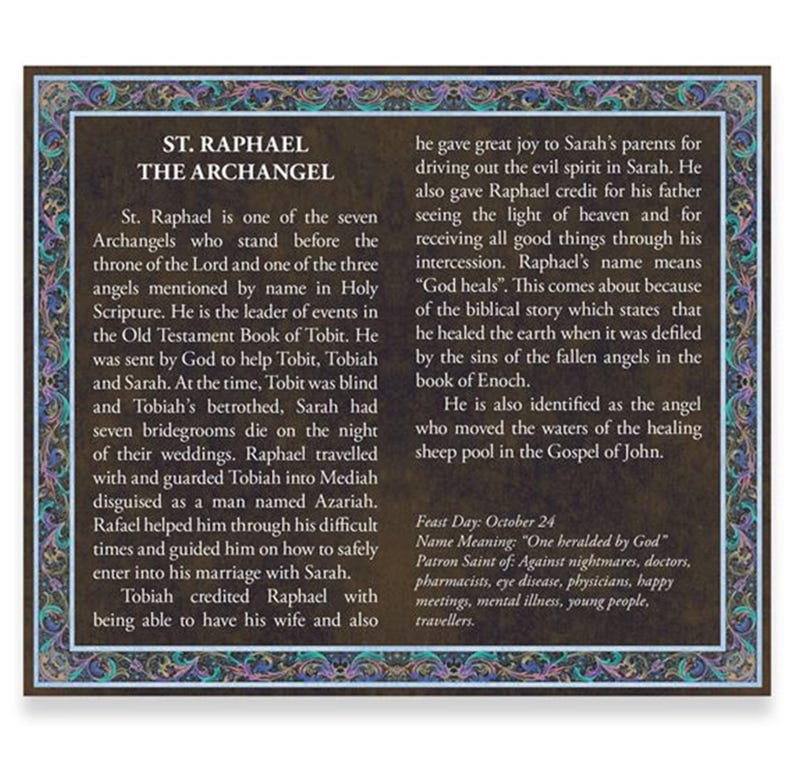 St Raphael the Archangel Genuine Pewter Medal W Embossed Prayer ...