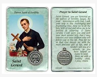 St. Gerard Prayer Card with Medal Patron Saint of Fertility Laminated Catholic Holy Card