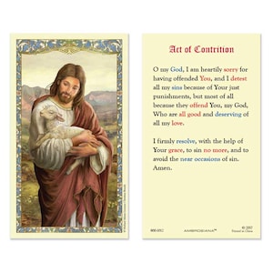 Act of Contrition Good Shepherd Holy Prayer Card Laminated - Jesus Christ