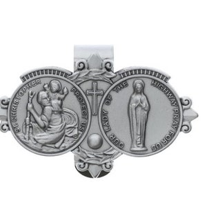 Travel Visor Clip Saint Christopher & Our Lady of The Highway Catholic Car Driving Protection