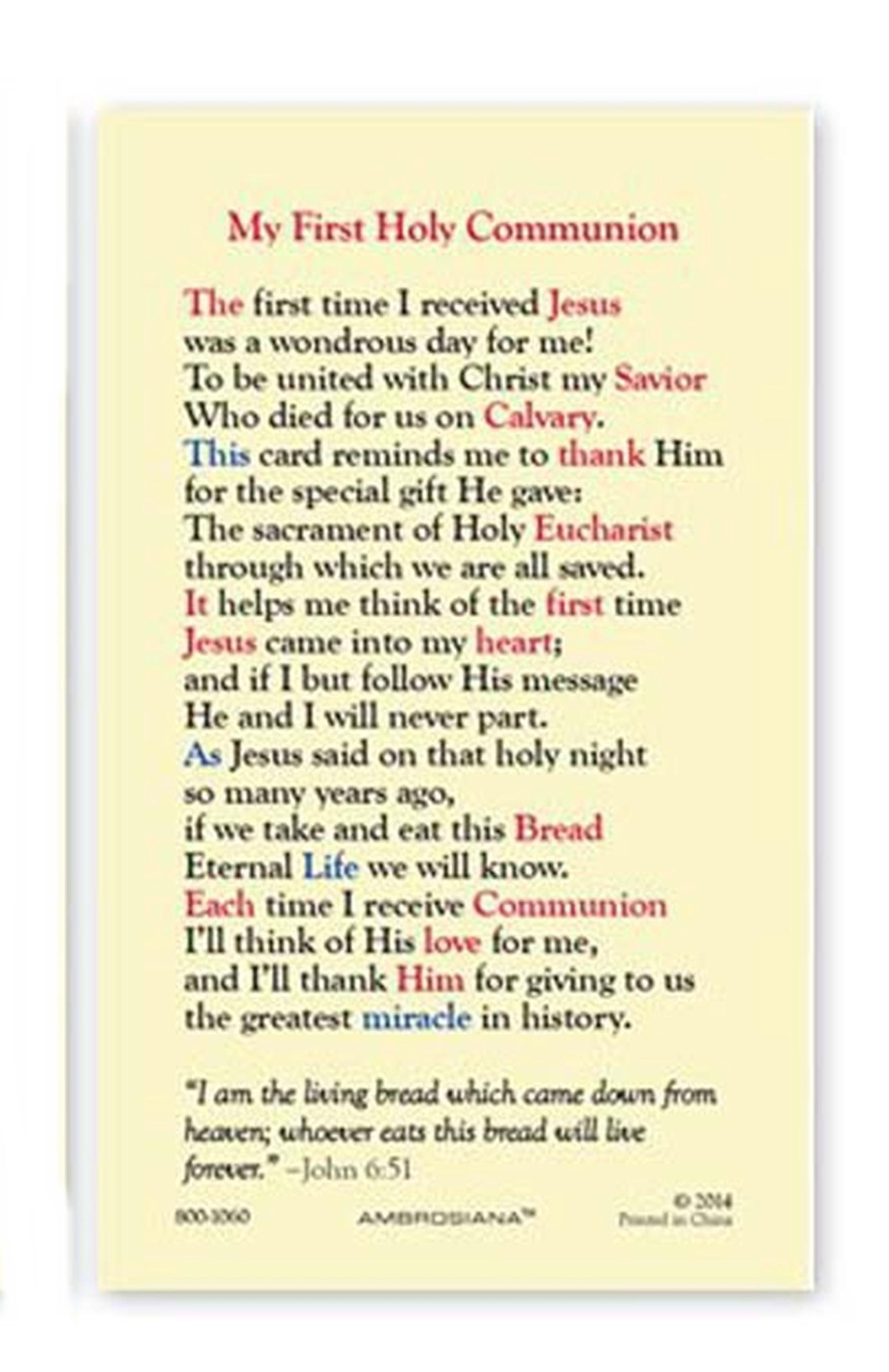 My First Holy Communion Laminated Prayer Card Catholic Sacrament - Etsy