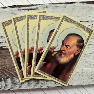 Padre Pio Holy Prayer Card - Prayer to St. Pio of Pietrelcina - Card Stock  Set of 5