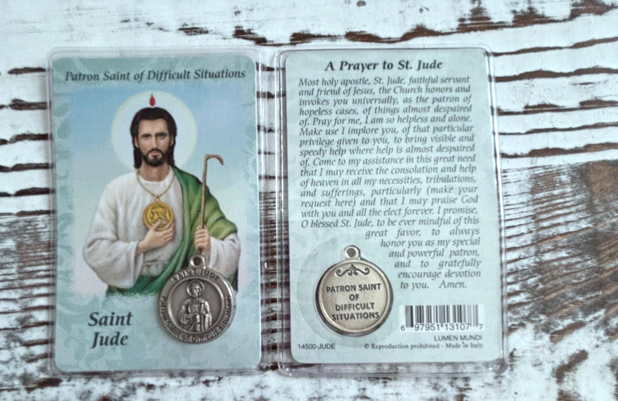 St Jude Prayer Card With Medal Patron Saint of Difficult Situations ...