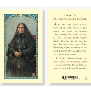 St Francis Xavier Cabrini Holy Prayer Card Laminated - Catholic Saint Mother Cabrini