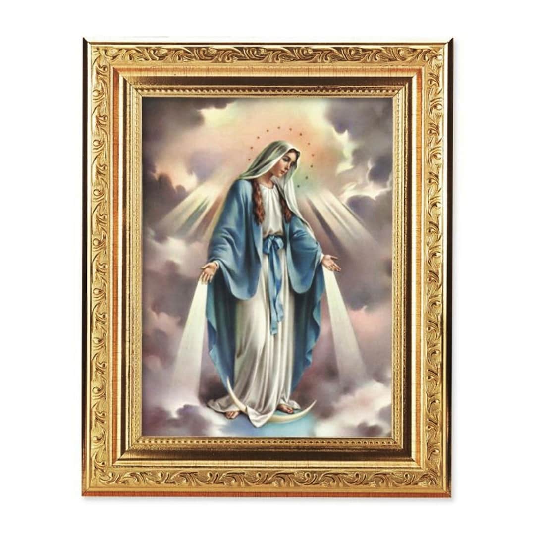 Our Lady of Grace Italian Print Gold-leaf Framed Art Catholic ...
