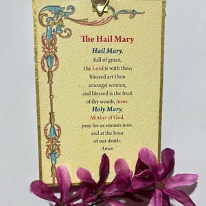 Our Lady of Grace Gold Foil Mosaic Plaque 4" X 6" With Full Color Hail ...