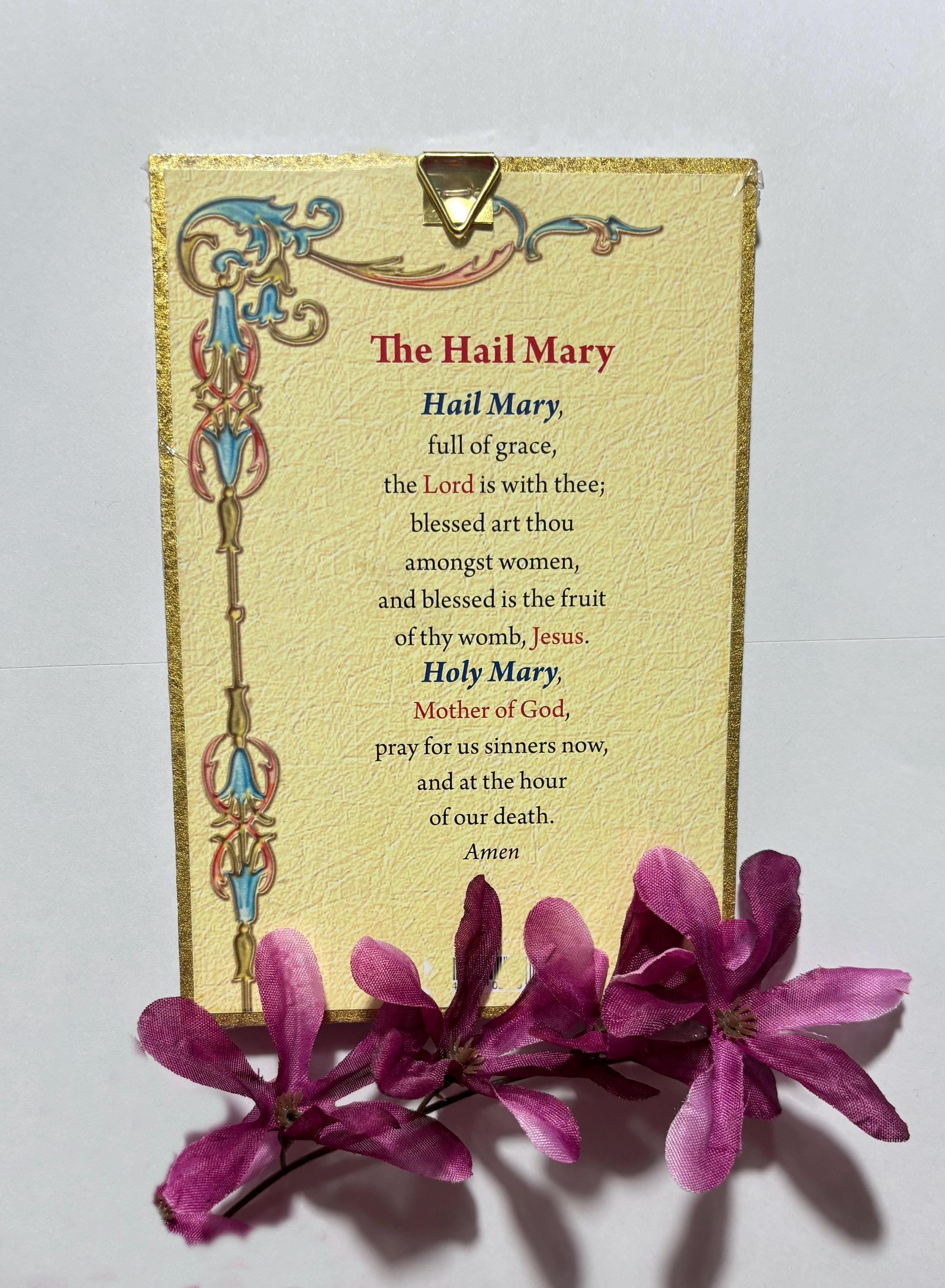 Our Lady of Grace Gold Foil Mosaic Plaque 4" X 6" With Full Color Hail ...