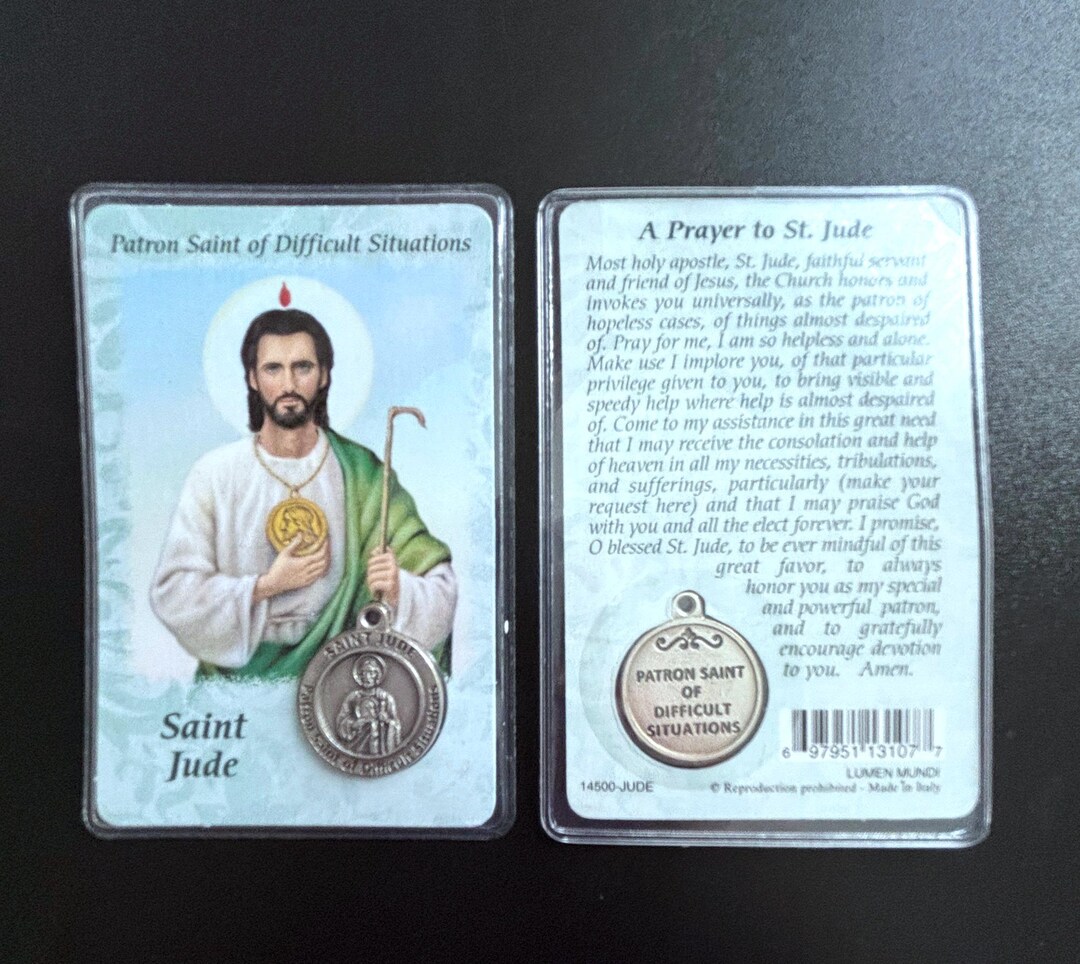 St Jude Prayer Card With Medal Patron Saint of Difficult Situations ...