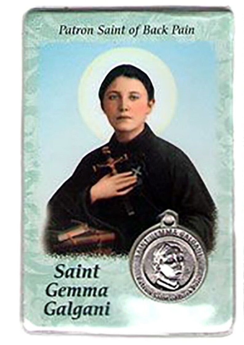 St Gemma Galgani Prayer Card With Medal Patron Saint of Back Etsy