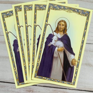 Act of Contrition Good Shepherd Jesus Christ Holy Prayer Card Catholic Faith - Card Stock  Set of 5