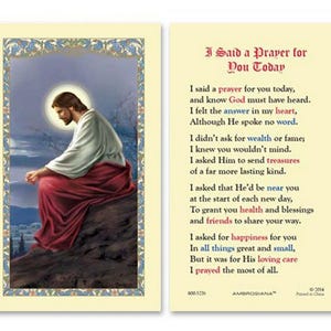 I Said A Prayer For You Today Healing Christian Prayer Card