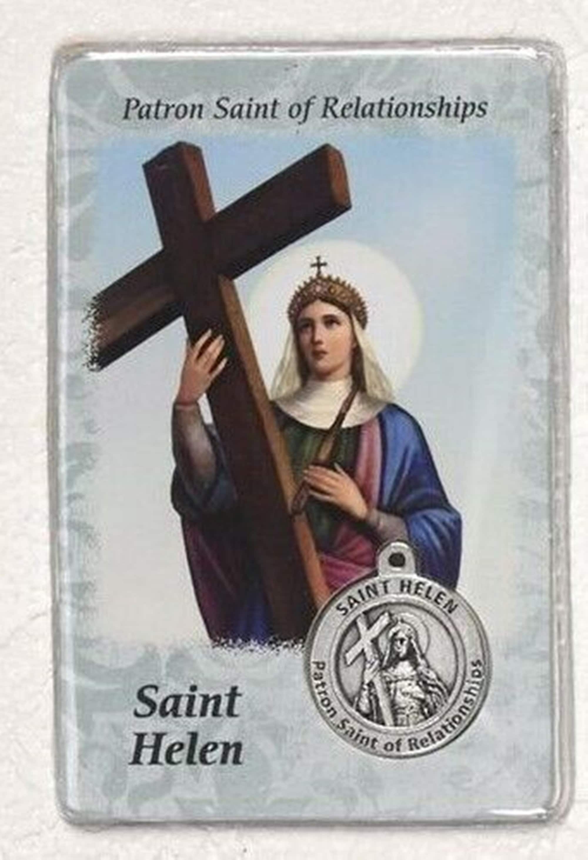 Saint Helen Prayer Card With Medal Patron St of Relationships Laminated Catholic Holy Card Etsy