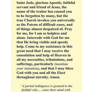 St Jude Holy Card Patron of Difficult Cases Prayer Card Stock Set of 10 ...