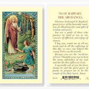 St Raphael Archangel Holy Card Laminated Catholic Prayer Card Patron of Travel Medical Workers