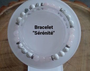 Bracelet "Sérénité" en Quartz Rose et Howlite