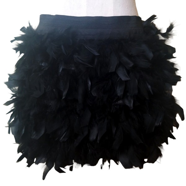 Y2k vintage mini jupe plumes, années 90 00, baloon, funky, costume, noir, Taille S