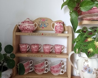 Charming Mustard Yellow Bird Shelf/Hand-Painted Rustic Art for Home Rustic Hand Painted Wooden Shelf/Vintage Boho Style Wooden Wall Storage