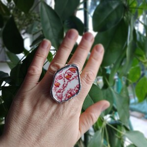 Roze bloem - gebroken Сhina-ring /handgemaakte ring/handgemaakte sieraden/gebroken porselein/vintage ring/porseleinen sieraden/gebroken gebruiksvoorwerpen/boho-ringen