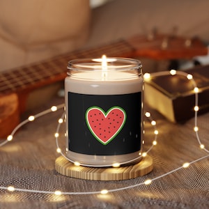 Palestine Watermelon Heart Soy Candle: Peace Symbol Gift