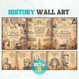 History classroom decor bundle, History teacher gift, World history posters, American history wall art, Lincoln poster, Presidents quotes