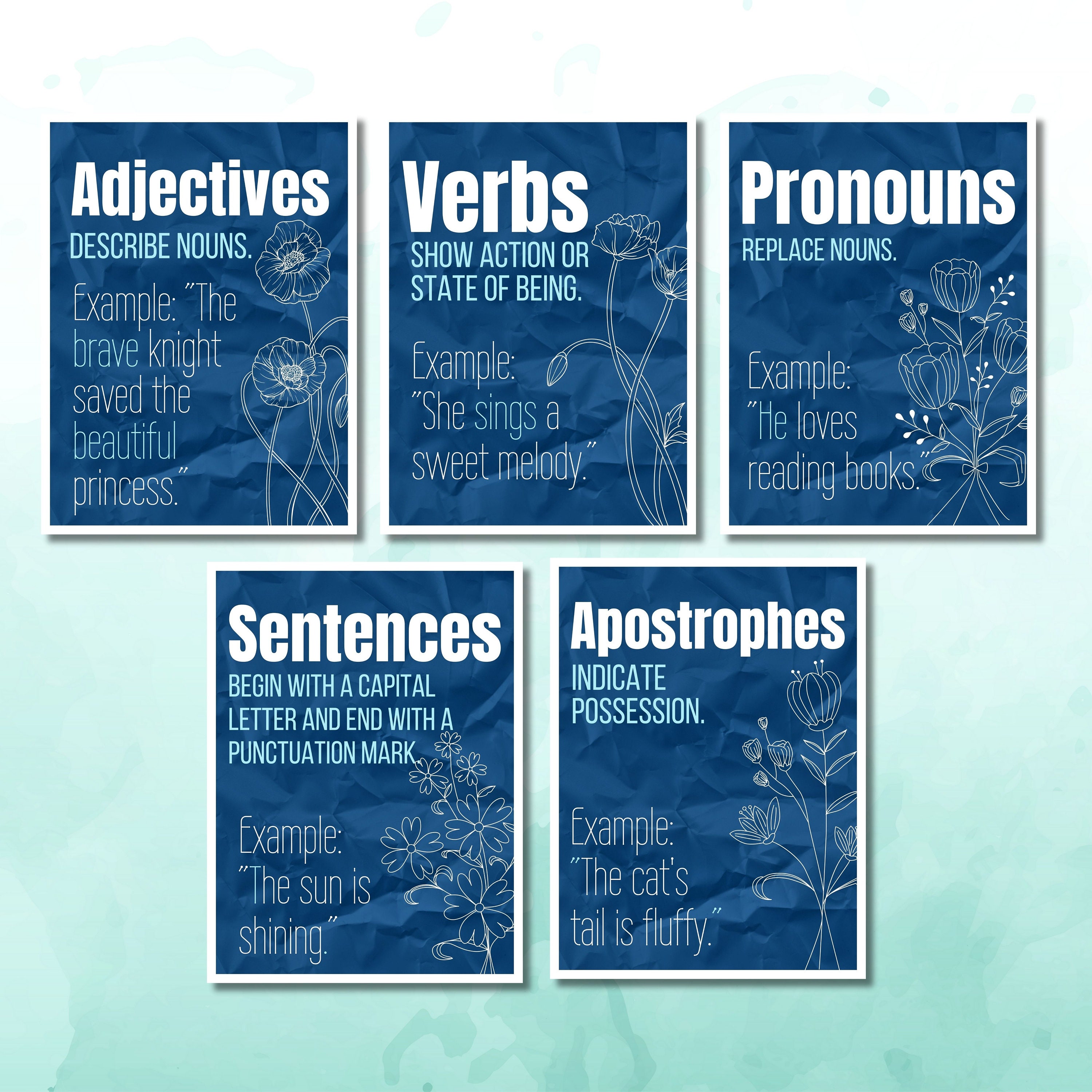 Grammar Rules Printable English Classroom Decor Bundle - Etsy