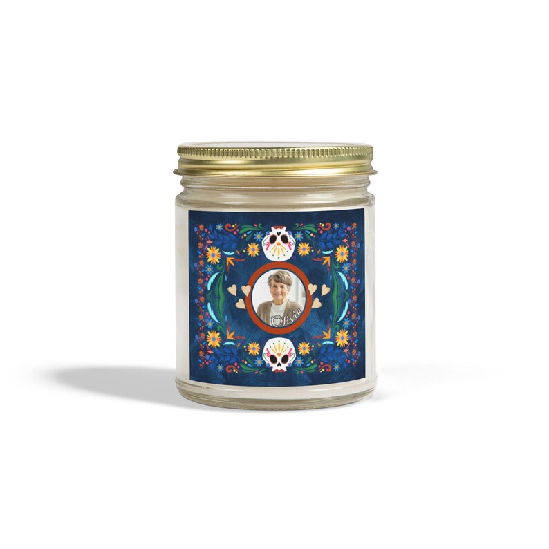 Custom Dia De Los Muertos Candle, Day of the Dead Scented Coconut