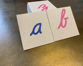 Sandpaper Letters, Lower case, recycled materials, Cursive