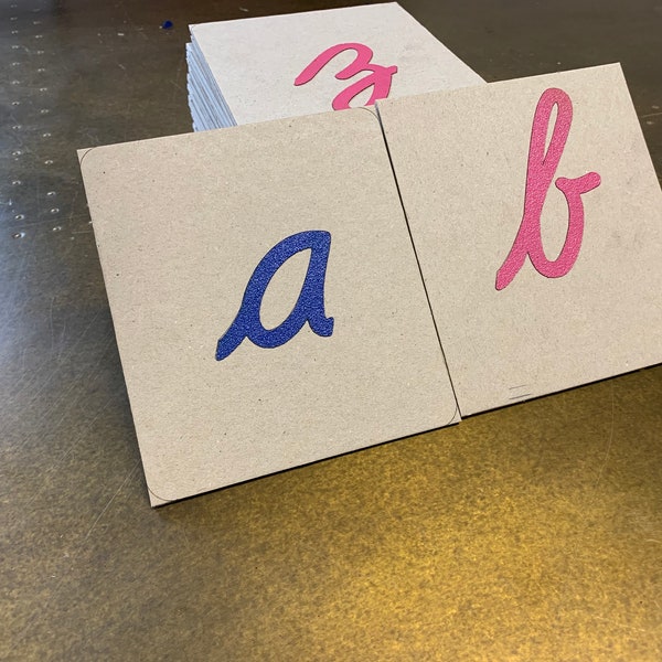 Sandpaper Letters, Lower case, recycled materials, Cursive