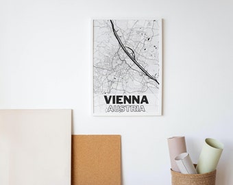 VIENNA city map Digital download black and white print poster wall art decor artwork printable personalized gifts design