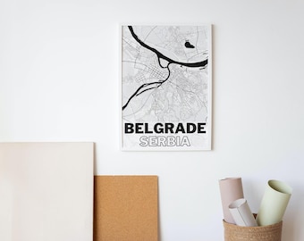 BELGRADE city map Digital download black and white print poster wall art decor artwork printable personalized gifts design