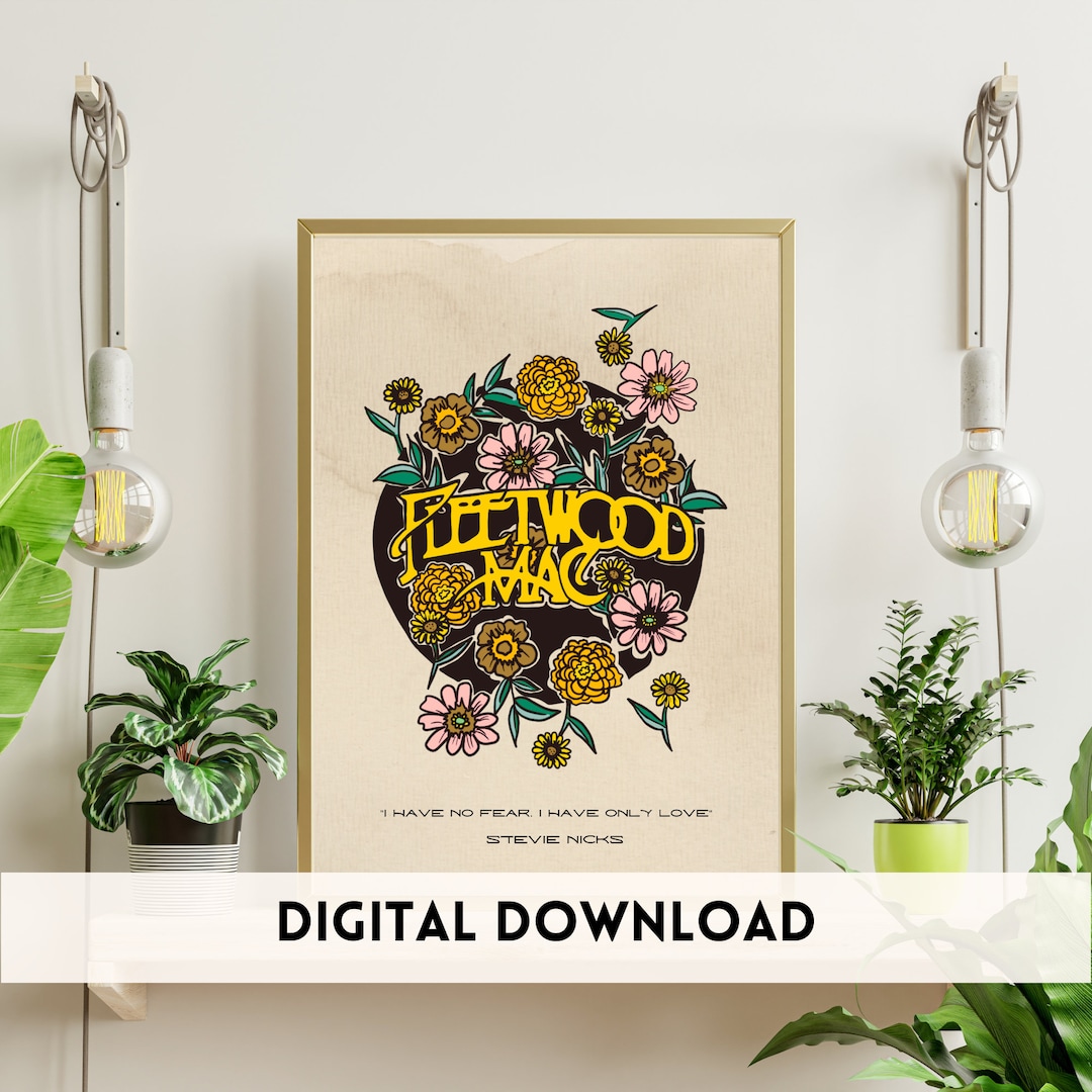 Fleetwood Mac Poster Vintage Aesthetic Wall Art Stevie Nicks Etsy