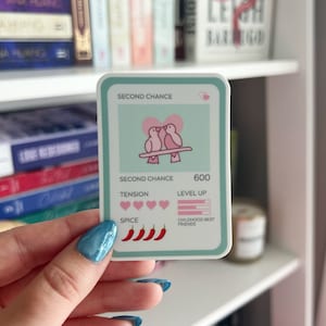 Trope de la deuxième chance autocollant de carte à collectionner | Sticker livresques | Cadeaux pour les lecteurs | Accessoires Kindle | Amateurs de livres | Lectures épicées